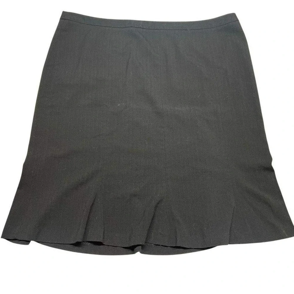 Lane Bryant Black Tweed Trumpet Ruffle Knee Length Skirt